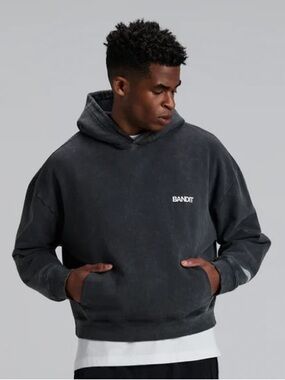 Bandit Men's Black Crewneck Hoodie Sweatshirt